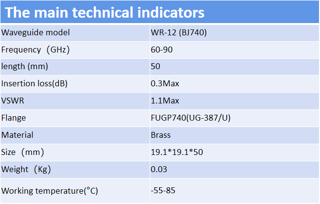 WR12 Tul-id nga waveguide 60-90GHz 50mm