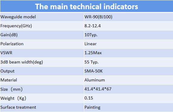 WR90 நிலையான ஆதாய ஹார்ன் ஆண்டெனா 8.2-12.4GHz 10dB